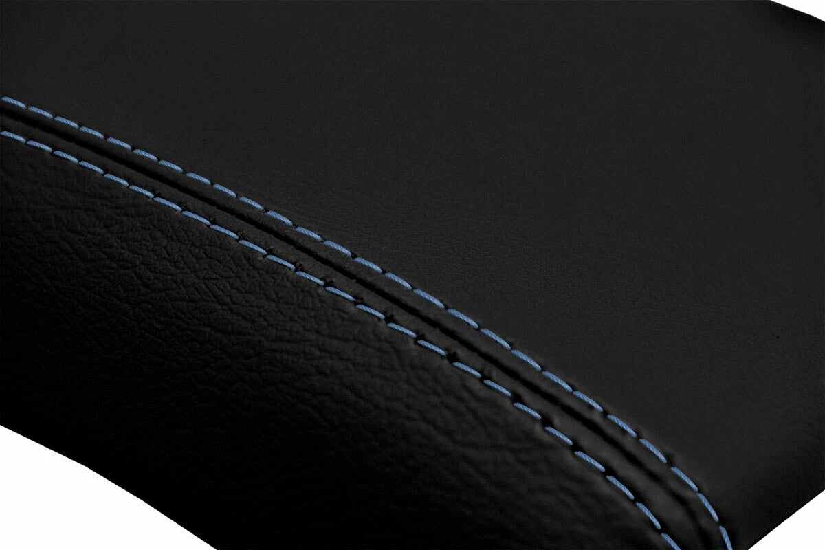 Leather Console Lid Armrest Cover for Nissan Xterra (2005–2015) Blue Stitch
