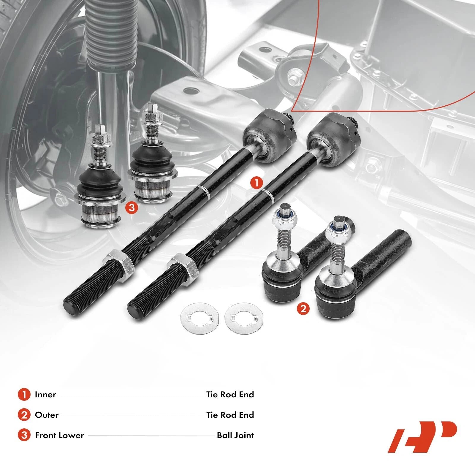 6X Front Tie Rod End Ball Joint for Ford Expedition Lincoln Navigator (1997–2023)