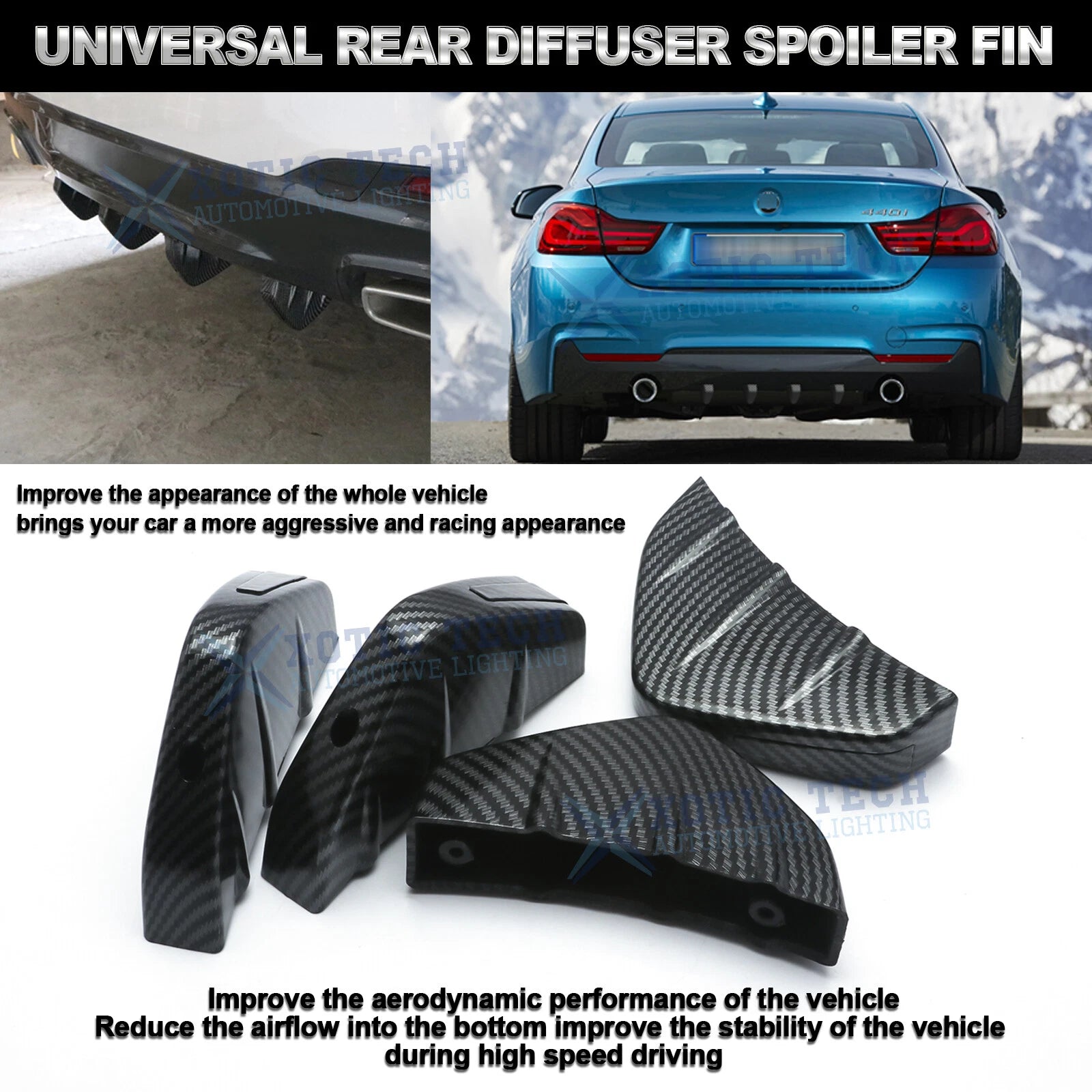 Carbon Fiber Pattern Rear Bumper Lower Lip for Hyundai Elantra (2000-2021)
