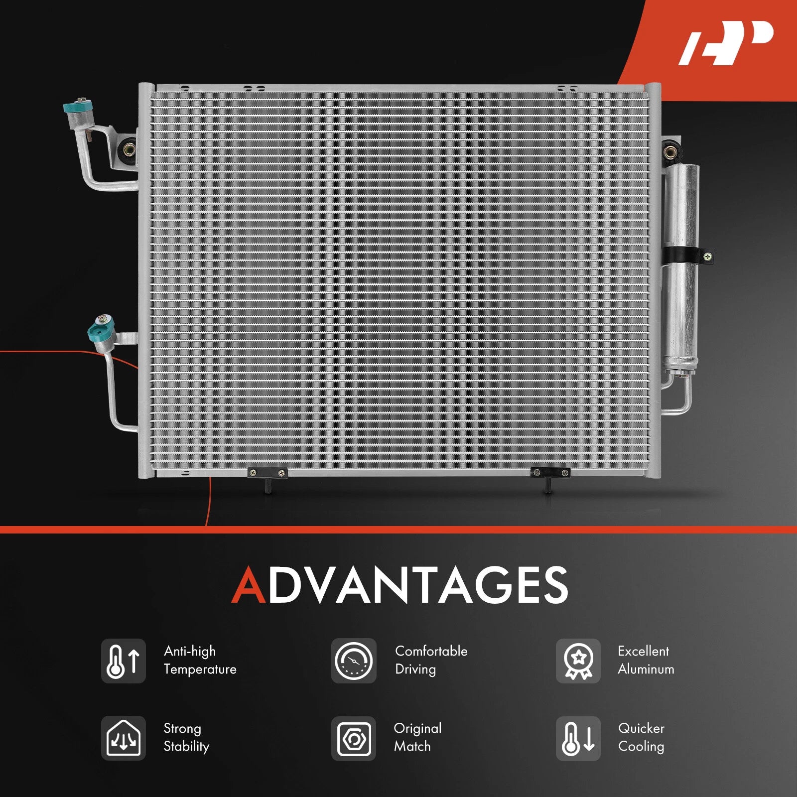 A/C Condenser with Bracket & Receiver Drier for Mitsubishi Montero (2000-2006)