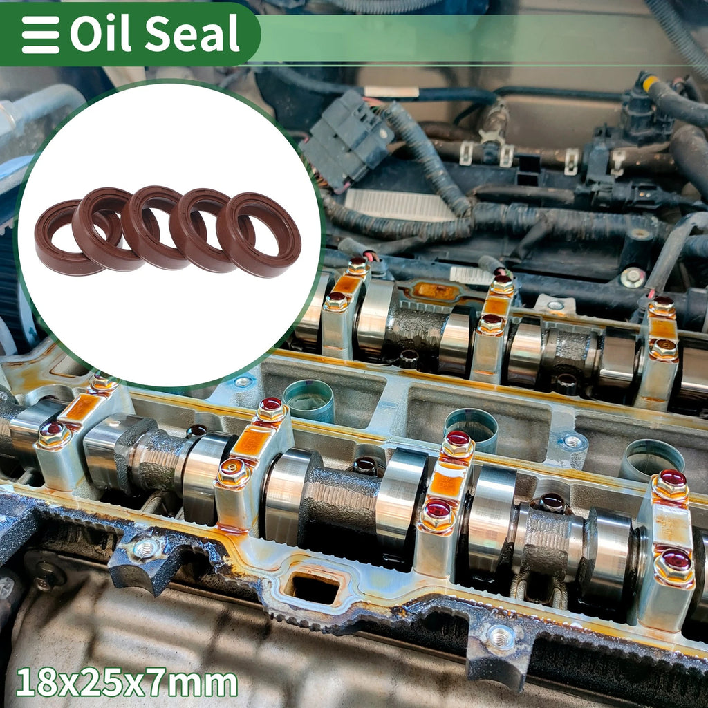 Set of 5 Oil Seal Rotary Shaft Seal FKM Rubber 18x25x7mm