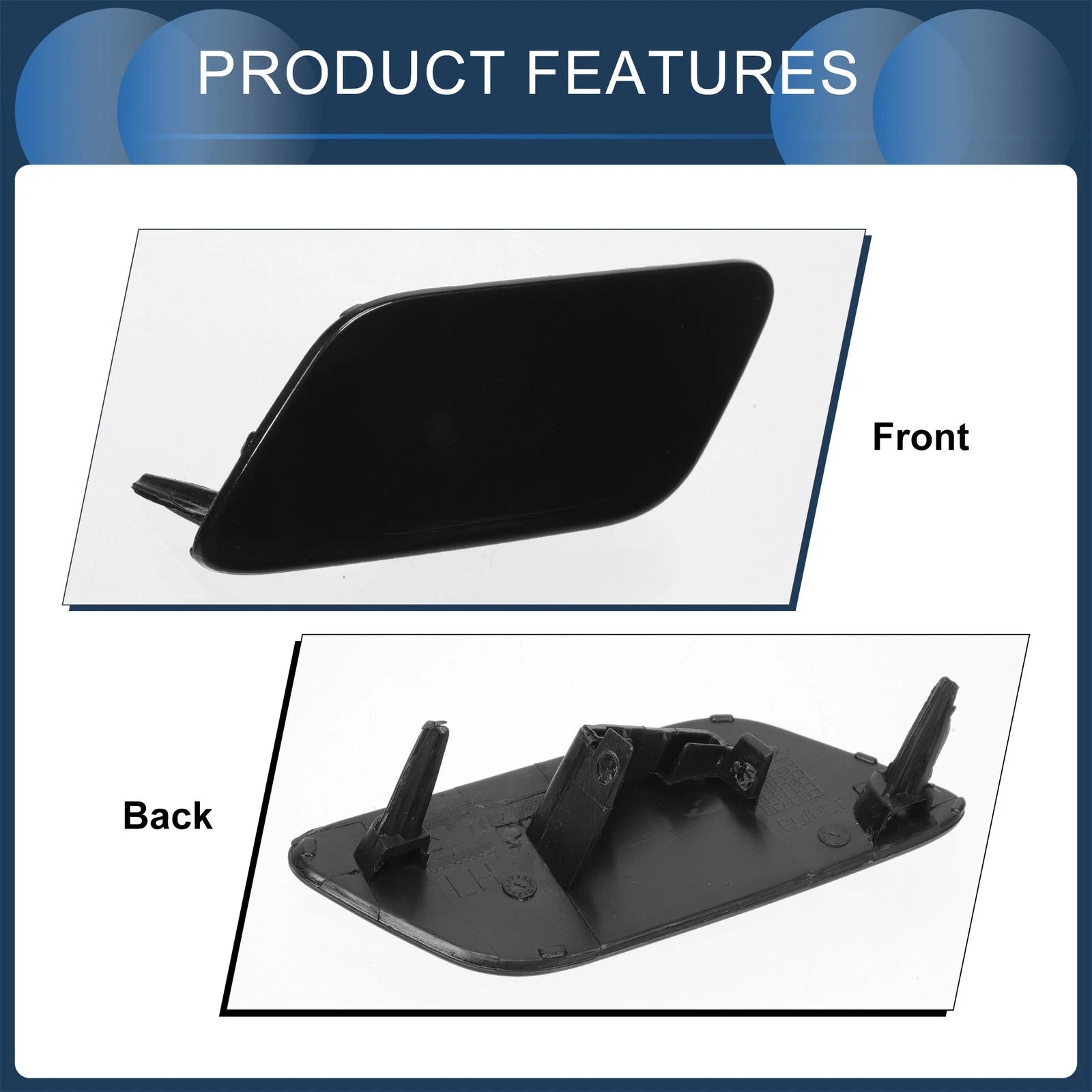 Front Left Washer Nozzle Cover Cap for Audi Q7 (2017–2019) 1 Pcs Black