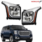Set of 2 HID LED DRL Projector Headlights for GMC Yukon XL (2015–2020)