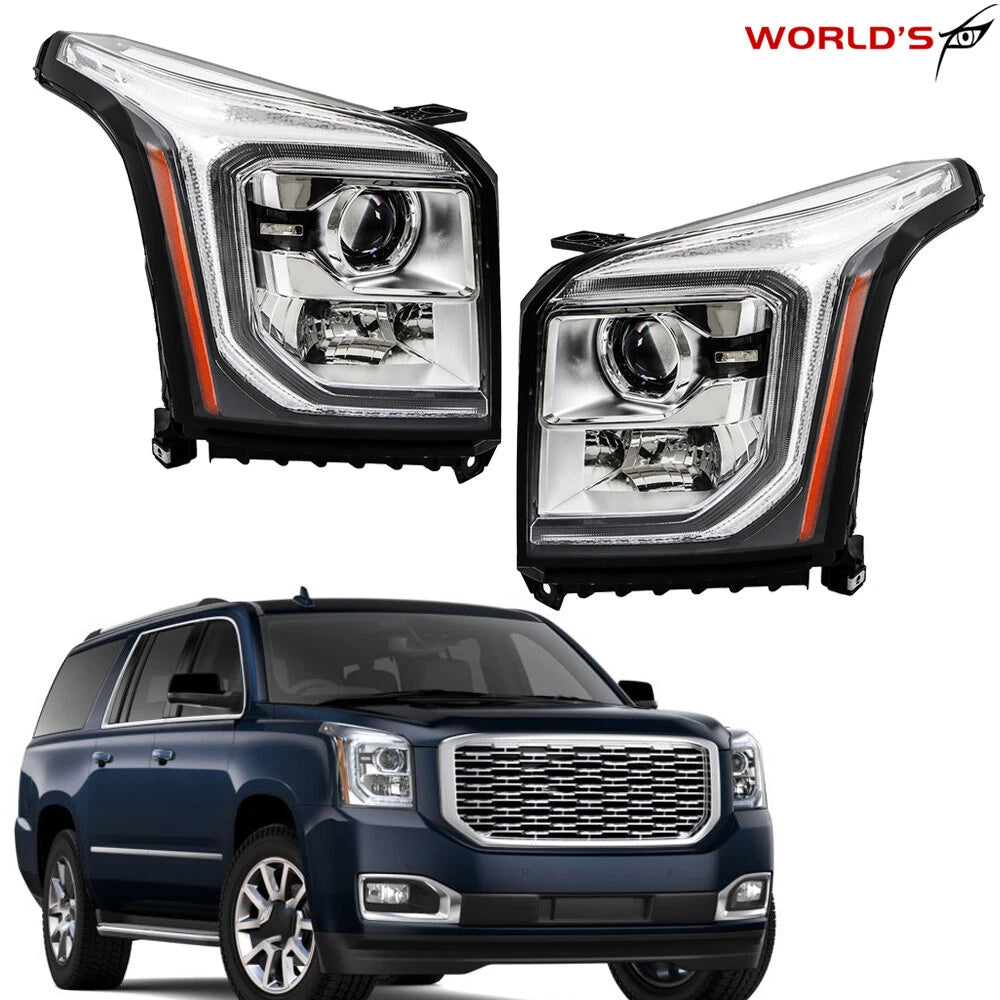 Set of 2 HID LED DRL Projector Headlights for GMC Yukon XL (2015–2020)