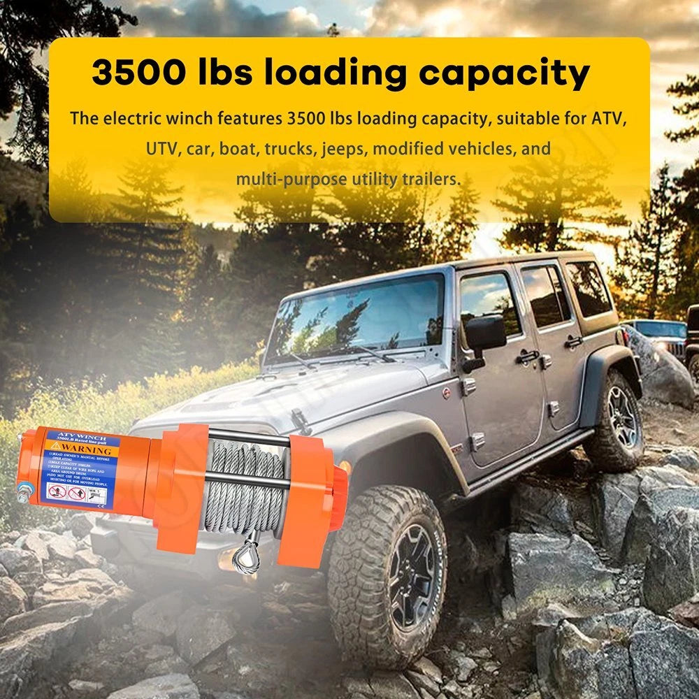 3500LBS Electric Winch for Truck Trailer Off-Road 4WD