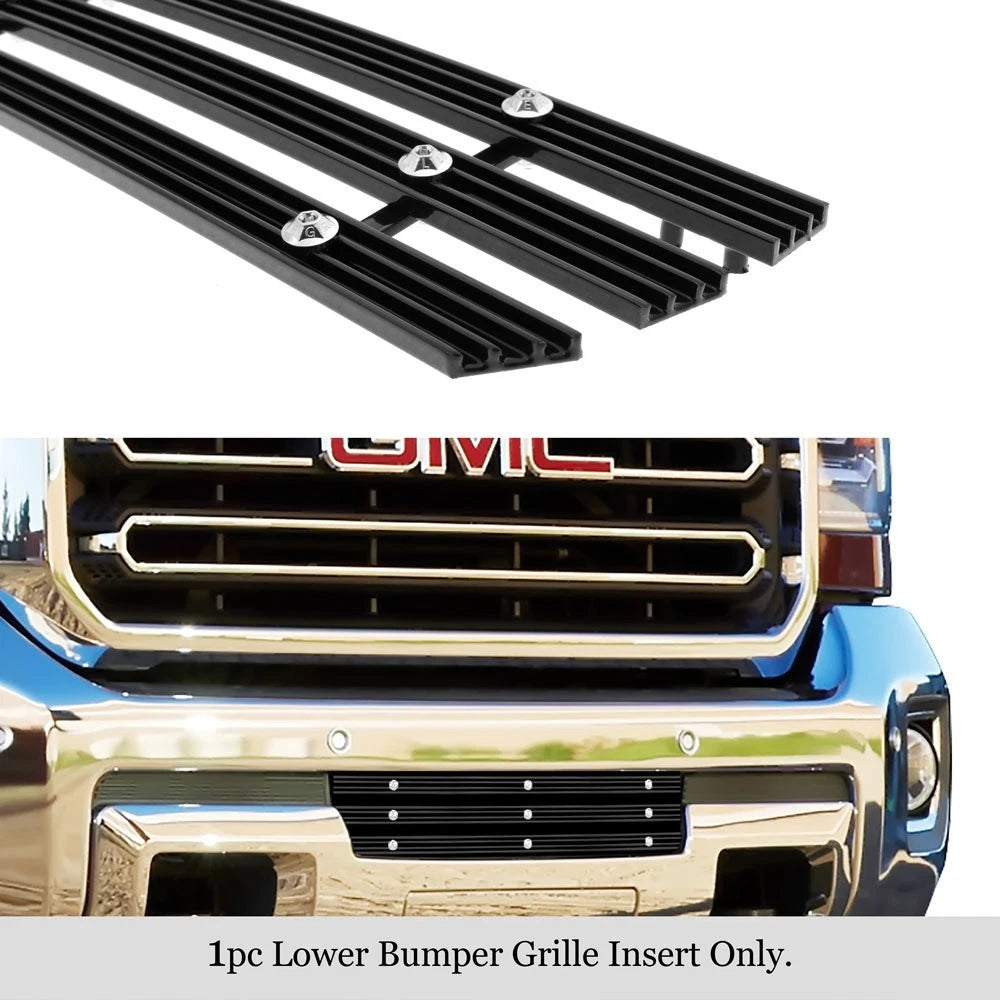 Bumper Grille Insert for GMC Sierra 2500/3500 (2015-2019) Black Wide Rivet
