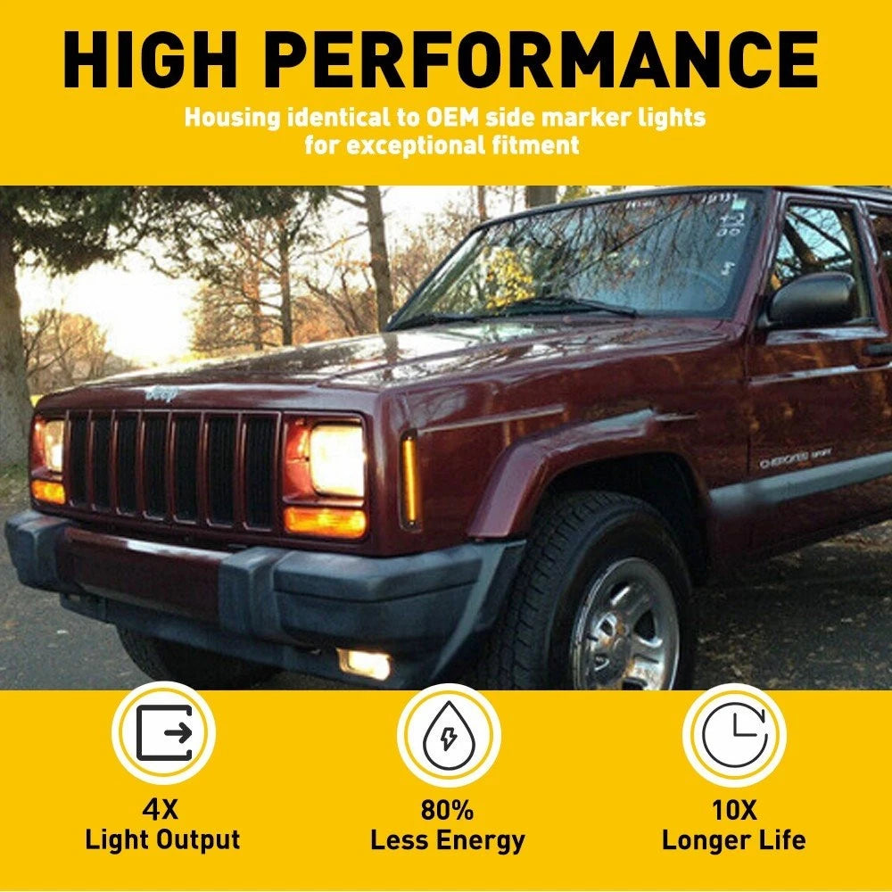 Amber LED Front Side Corner Parking Marker Lights for Jeep Cherokee (1997–2001) 55055146 H