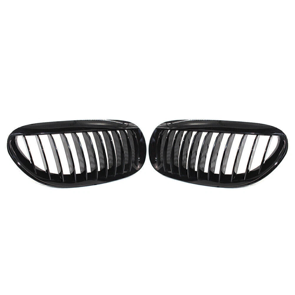 1x Pair Glossy Black Front Kidney Grille for BMW E63 E64 650i M6 (2004–2010)