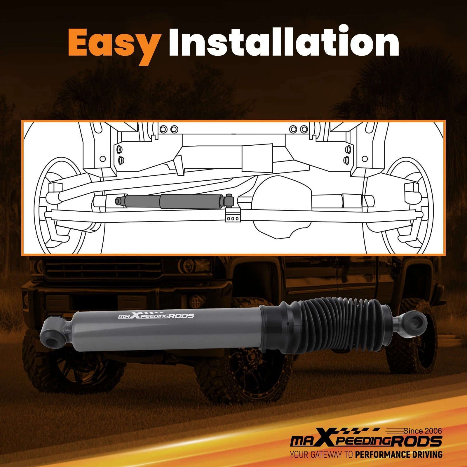 Steering Stabilizer for GMC Sierra 2500 3500 HD 4WD (2016–2025)