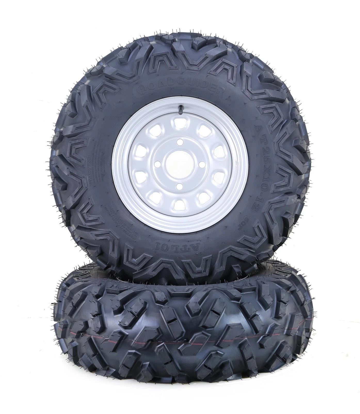 Set of 2 Libra ATV Tire Wheel Assembly 25x10-12 6pr 4-110 PCD 5+2 OS Silver