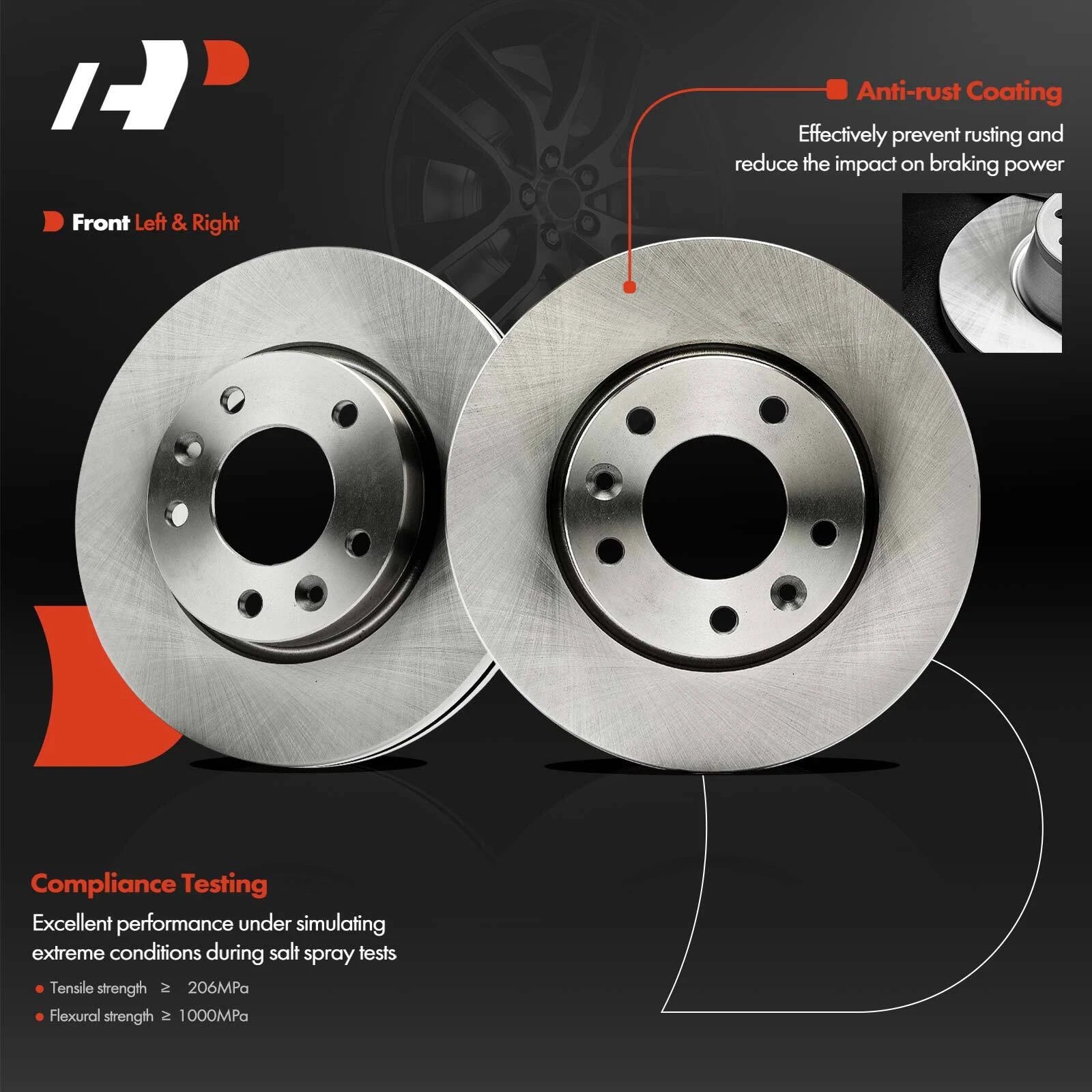 Front Disc Brake Rotors & Ceramic Pads for Kia Sedona (2002-2004)