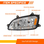 LED Dual Projector Headlight for Kenworth T170 T370 T660 (2008–2019)