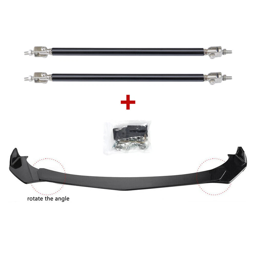 Front Bumper Lip Splitter Spoiler + Strut Rods for Honda Accord Civic