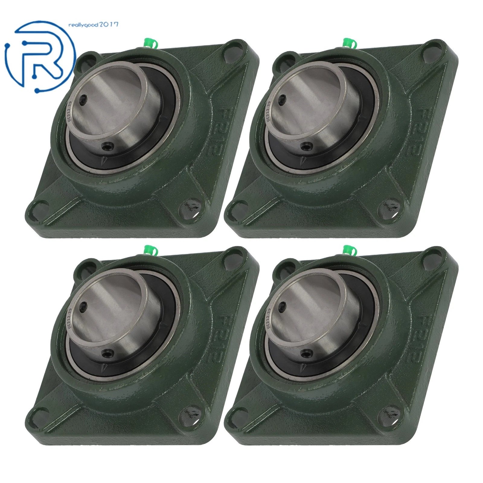 Set of 4 UCF212-39 Pillow Block Flange Bearings 2-7/16 Inch Bore