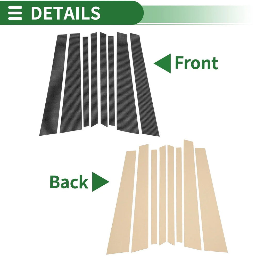 8 Pcs Door Pillar Window Trim for BMW X5 (2007-2013) Carbon Fiber Black