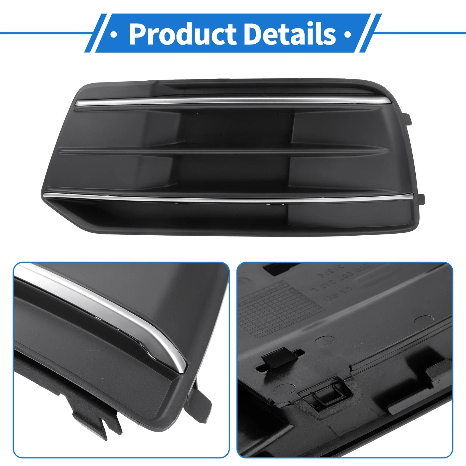 1pc Fog Light Grill for Audi Q5 (2018–2021) No. 80A807679D Black Silver Tone