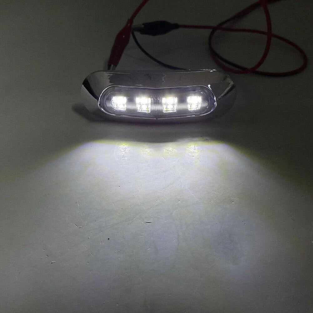 4 x LED White Side Clearance Marker Lights for Car Truck Trailer Pickup 12V