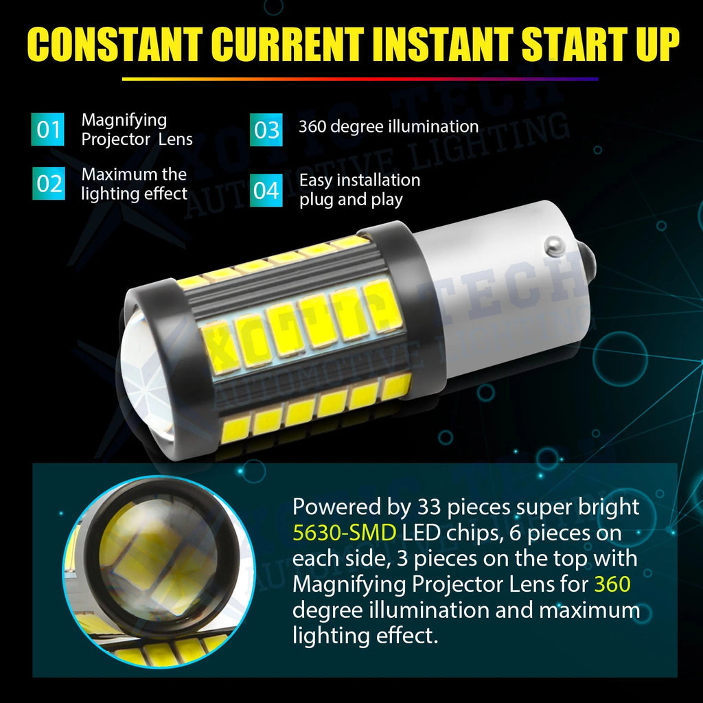 White 1156 LED Reverse Backup Light Bulbs for Honda Civic (1973-1995)