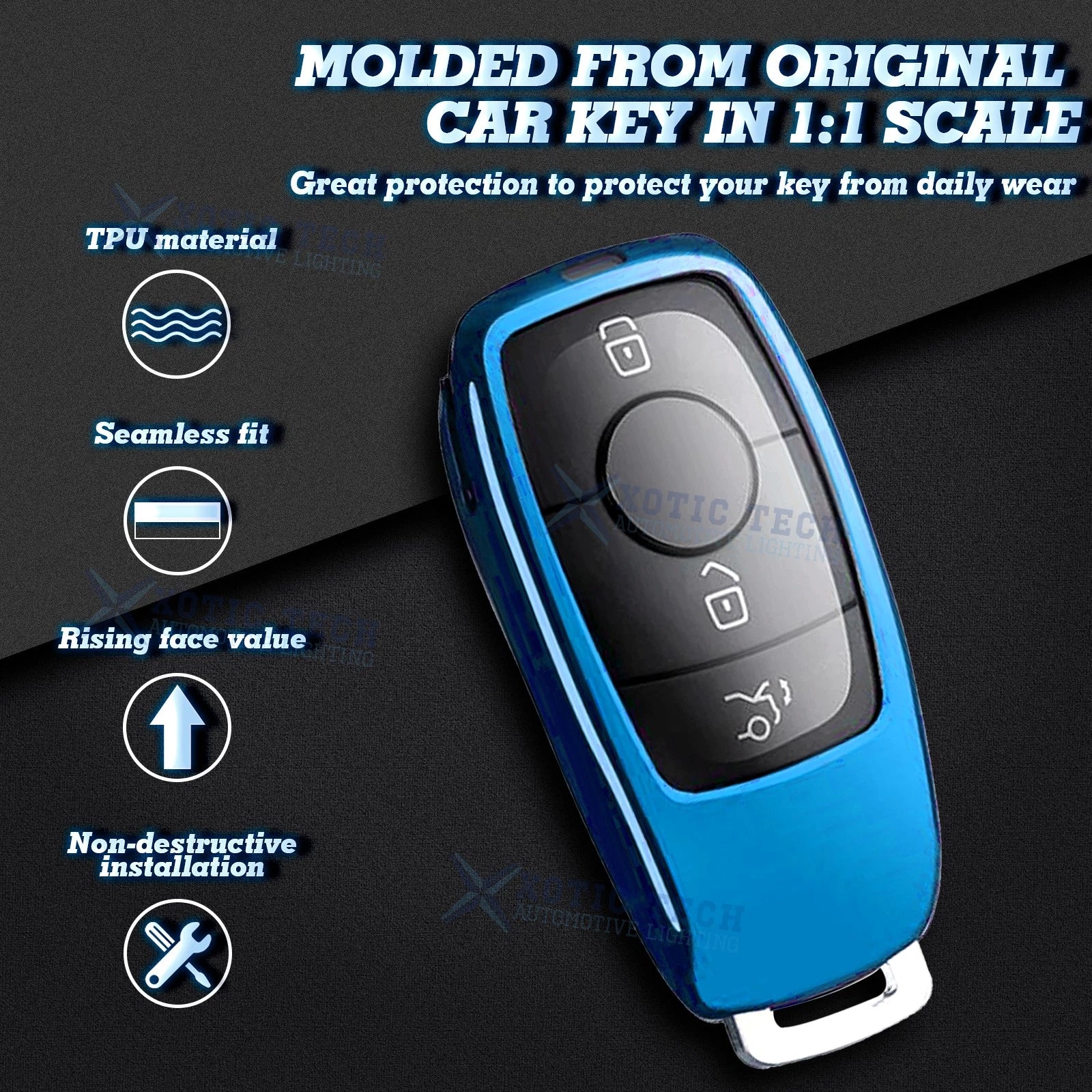 Soft TPU Smart Button Key Fob Cover for Mercedes-Benz C E S (2010-2019)