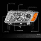 Chrome/Amber Signal Projector Headlights for Grand Cherokee (2014–2016)