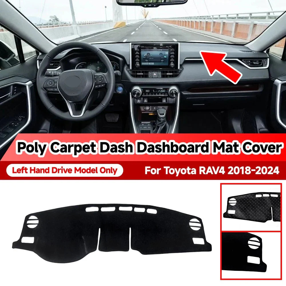 Anti-glare Dashboard Carpet Cover Mat Black for Toyota RAV4 (2018–2024)