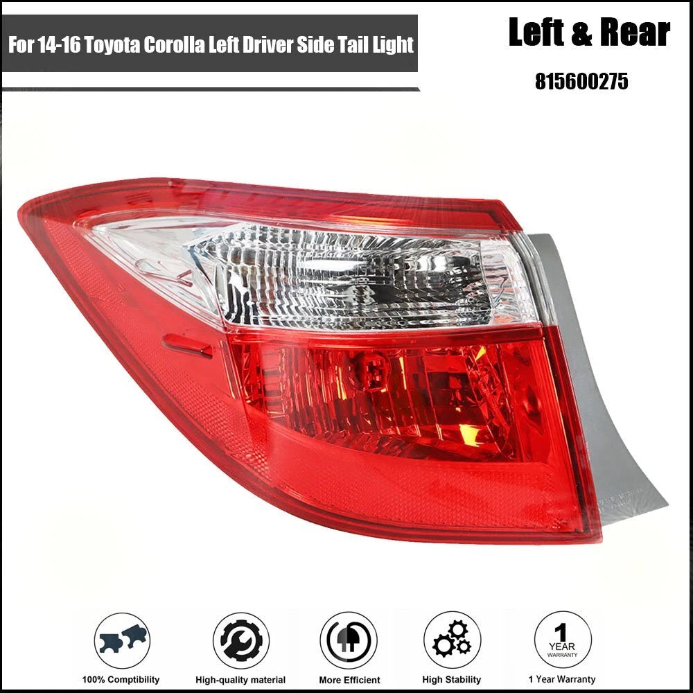 Red Clear Tail Light Signal Lamp for Toyota Corolla (2014–2016)