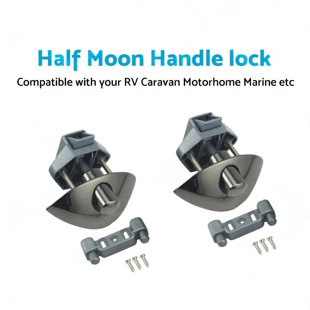 2X Zinc Alloy Half Moon Handle Push Lock Knob for Camper RV