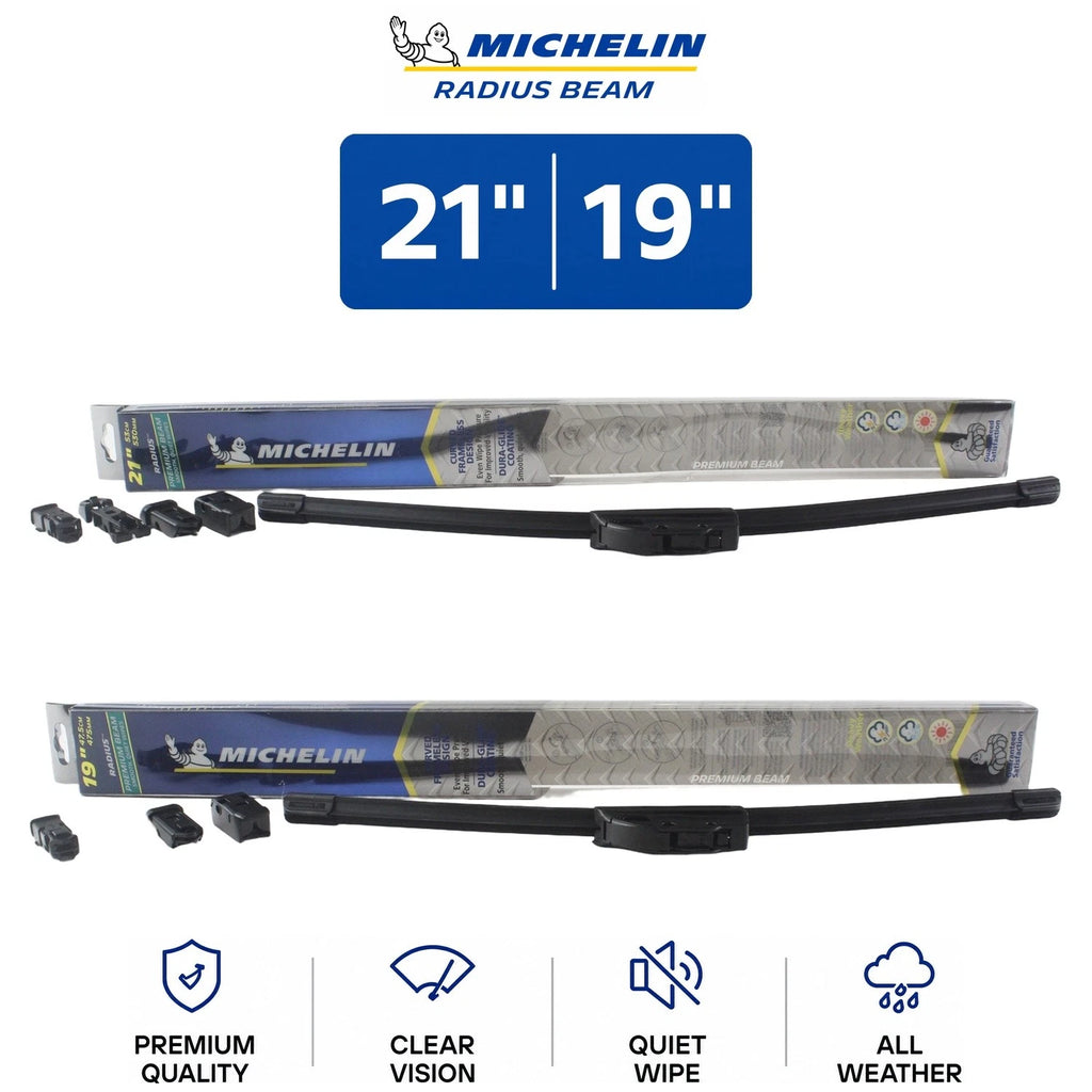 Set of 2 Michelin Radius Beam 21"/19" Wiper Blades for Mazda Protege5 (2002–2003)