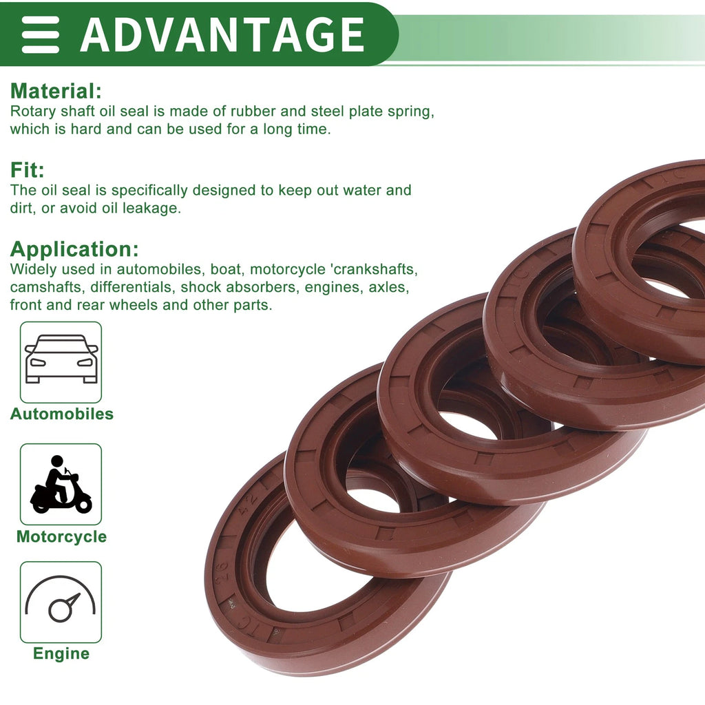 Set of 5 Oil Seal Rotary Shaft Seal FKM Rubber 26x42x7mm