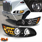 Dual C-Shape LED DRL Projector Headlights for Peterbilt Class 5 6 7 8 (1999–2020)