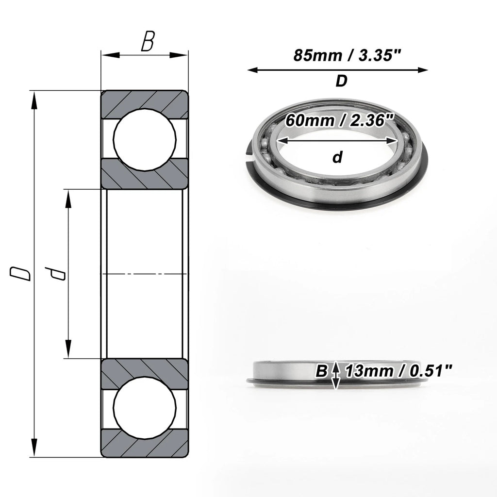Deep Groove Ball Bearing 6912NR for Scooter Skateboard Wheel (P0 60x85x13mm)