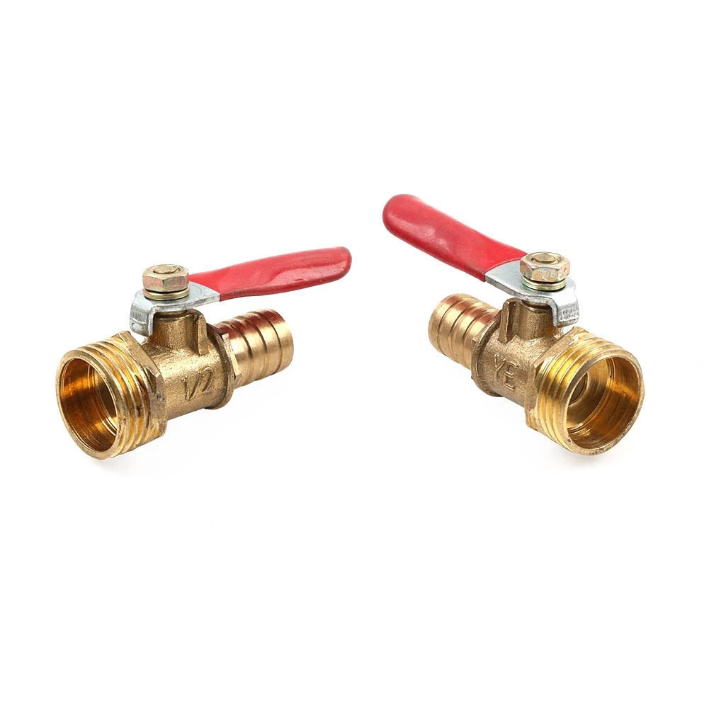 2Pcs Brass Air Ball Valve Shut Off Switch G1/2 Male to 1/2" Hose Barb