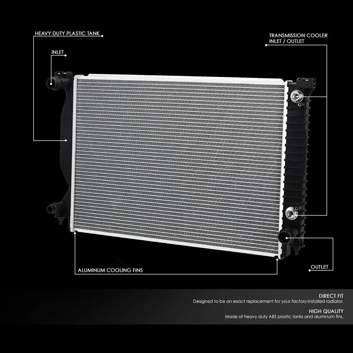 Aluminum Cooling Radiator for Audi A4/A6 Quattro (2002–2008) DPI 2590