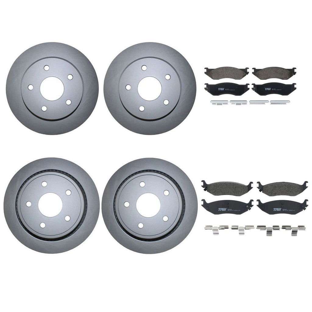 Front and Rear Brake Kit Disc Rotors & TRW Pro Metallic Pads for Dodge Ram 1500