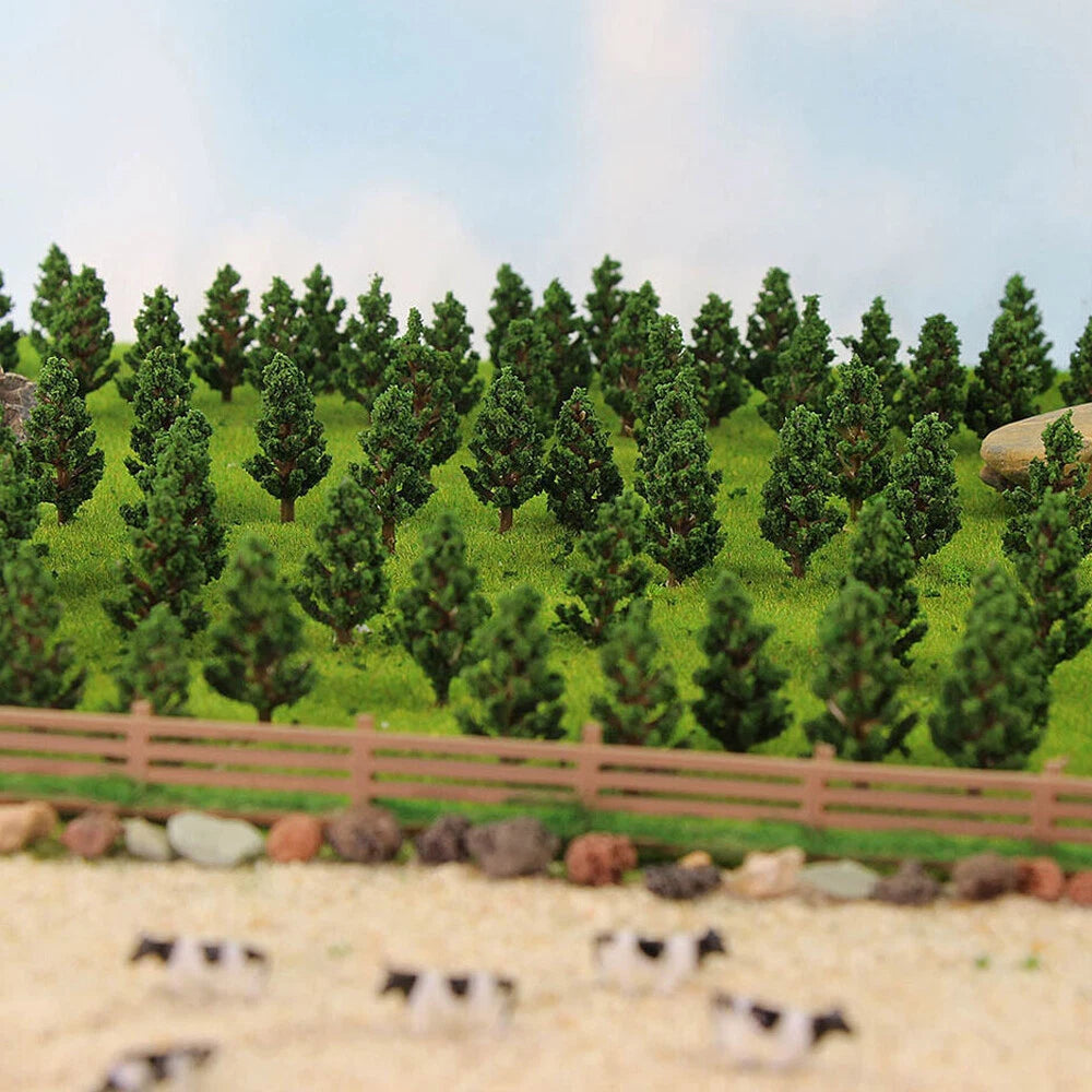 40pcs 2.28" Pine Trees for Train Railroad Park Landscape Garden