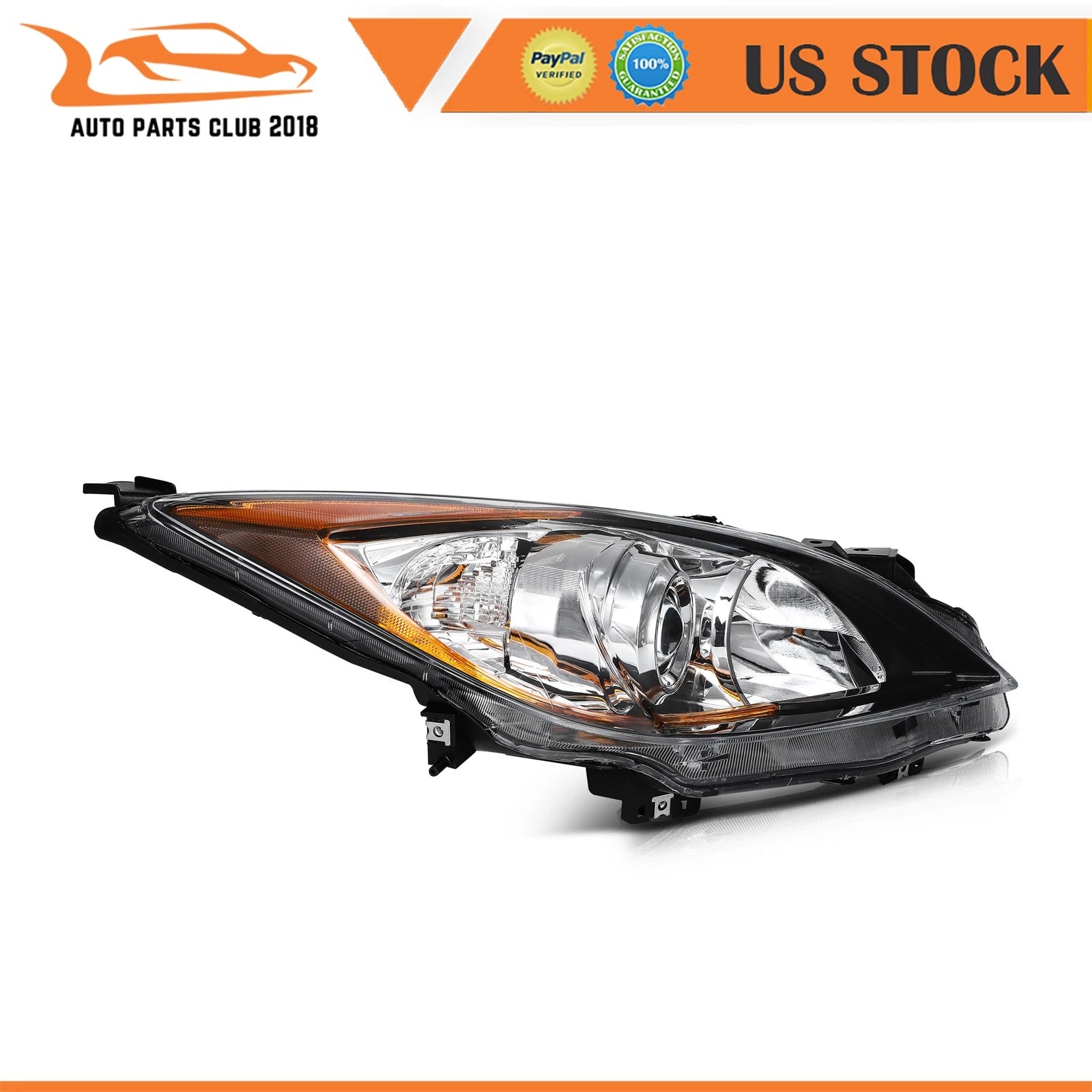 Headlight Assembly Pair for Mazda 3 (2010-2013) Clear Lens Replacement