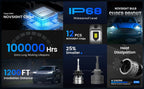Set of 4 NOVSIGHT 9005 + 9006 LED Headlight Bulbs 6500K High Low Beam