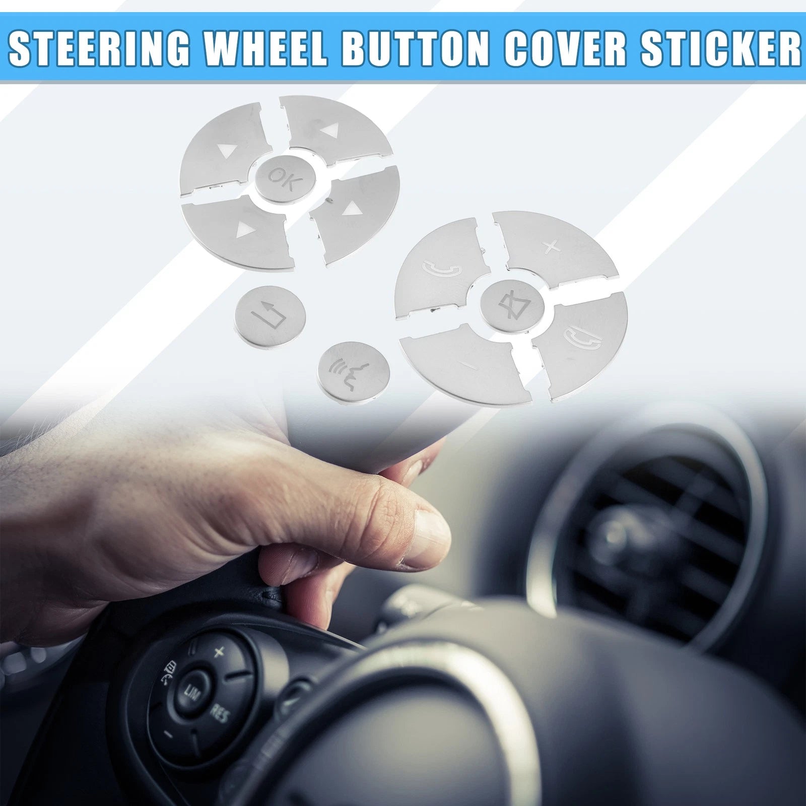 12X Steering Wheel Button Covers for Mercedes-Benz (ABS Silver Tone)