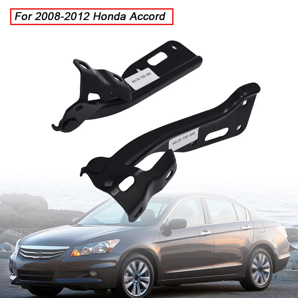 Set of 2 Black Hood Hinges for Honda Accord (2008–2012)