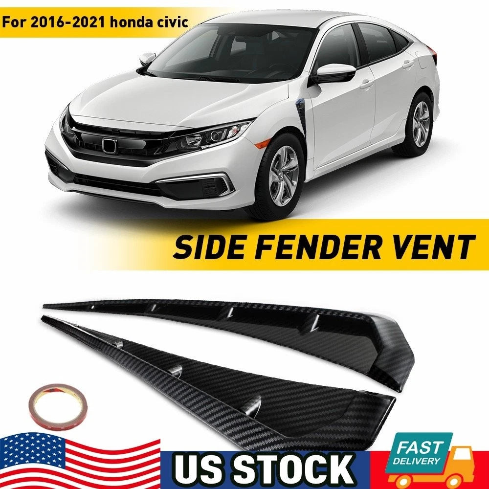 Carbon Fiber Side Fender Air Vent Trim for Honda Civic (2016–2022)