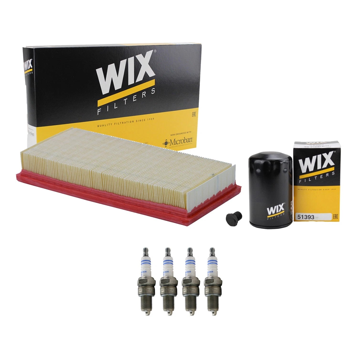Wix Engine Air Oil Filters & Bosch 4 Nickel Spark Plugs Kit for Fox (1980–1992)