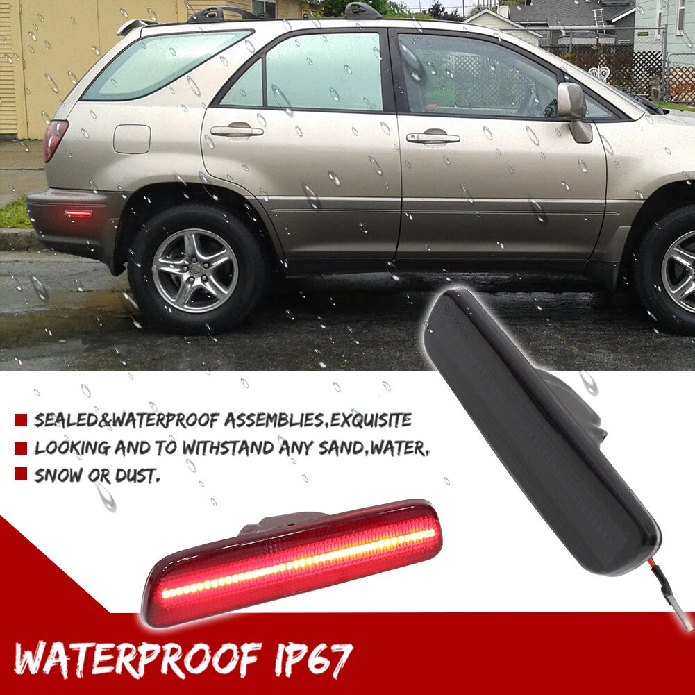 Set of 2 Smoked Lens Red LED Rear Fender Side Marker Lights for Lexus RX300