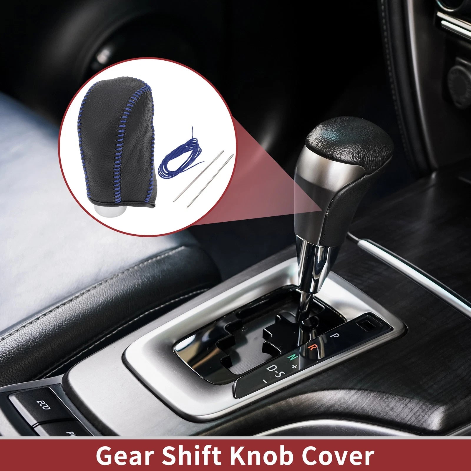 1 Pc Gear Shift Knob Cover for Subaru Forester (2014–2017) Pebbled Black Blue