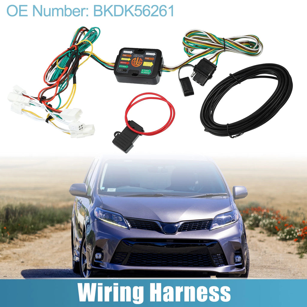 Set of 4 BKDK56261 4-Pin Trailer Wiring Harness for Toyota Sienna (2015–2020)