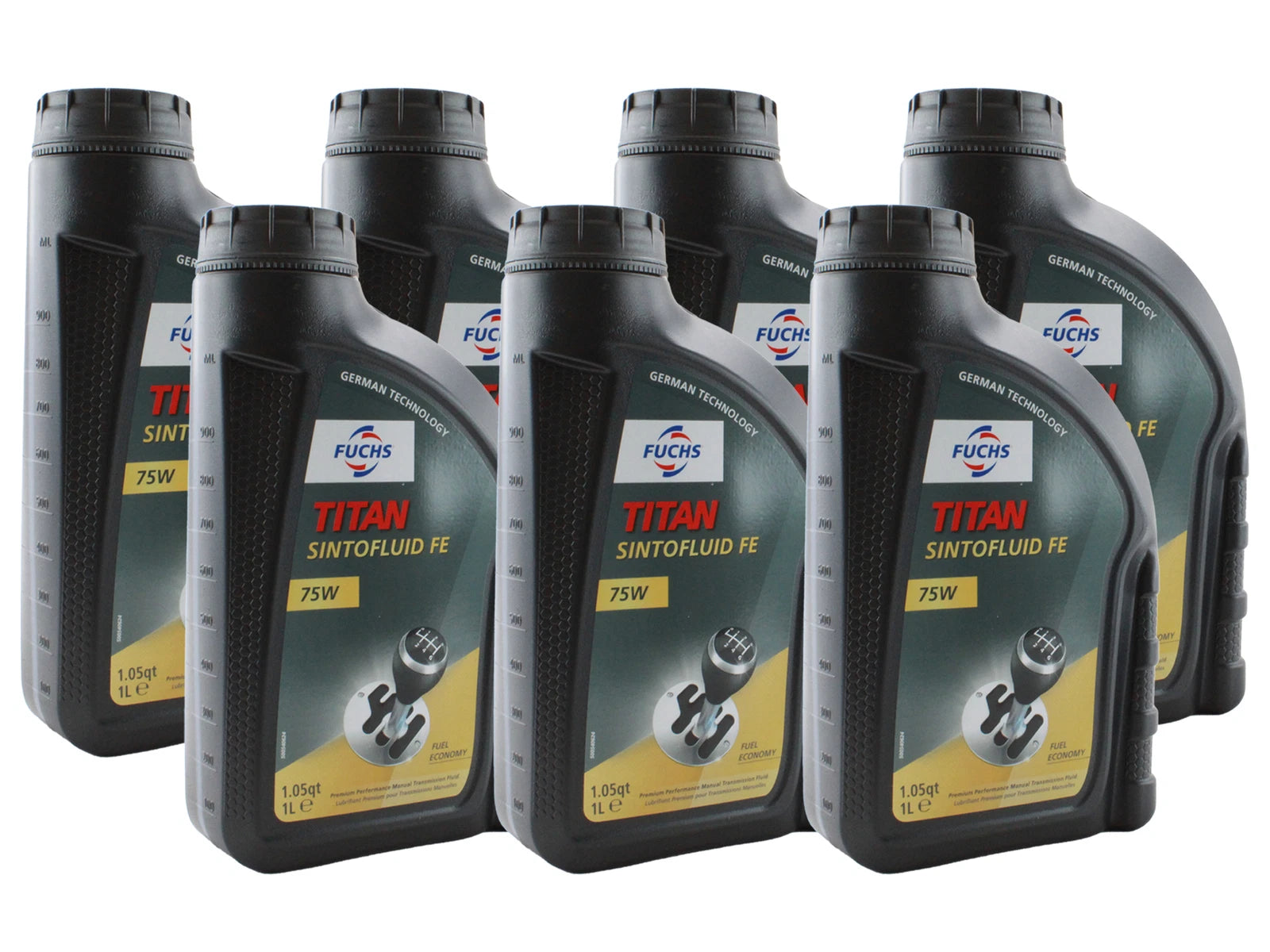 Set of 7 Fuchs Titan Sintofluid FE SAE 75W Manual Transmission Fluid (1L)