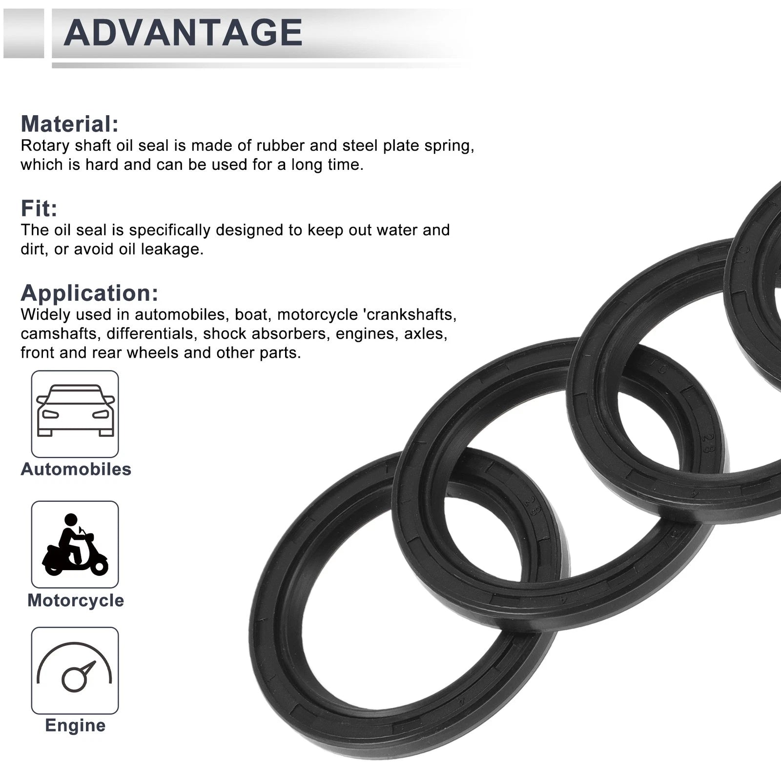 Set of 5 Oil Seal Rotary Shaft Seal TC Ring 28x37x4mm Nitrile Rubber