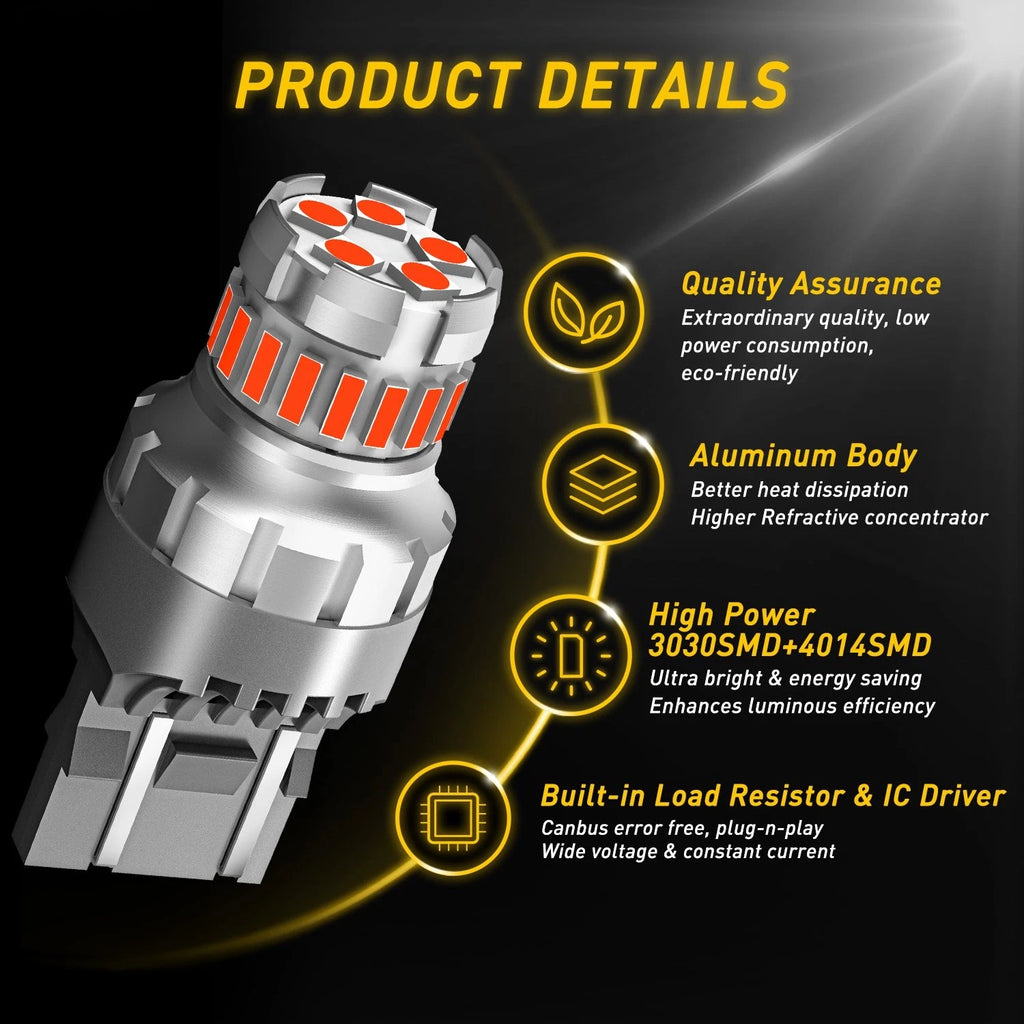 2X 7443 LED Strobe Brake Tail Light Bulbs for