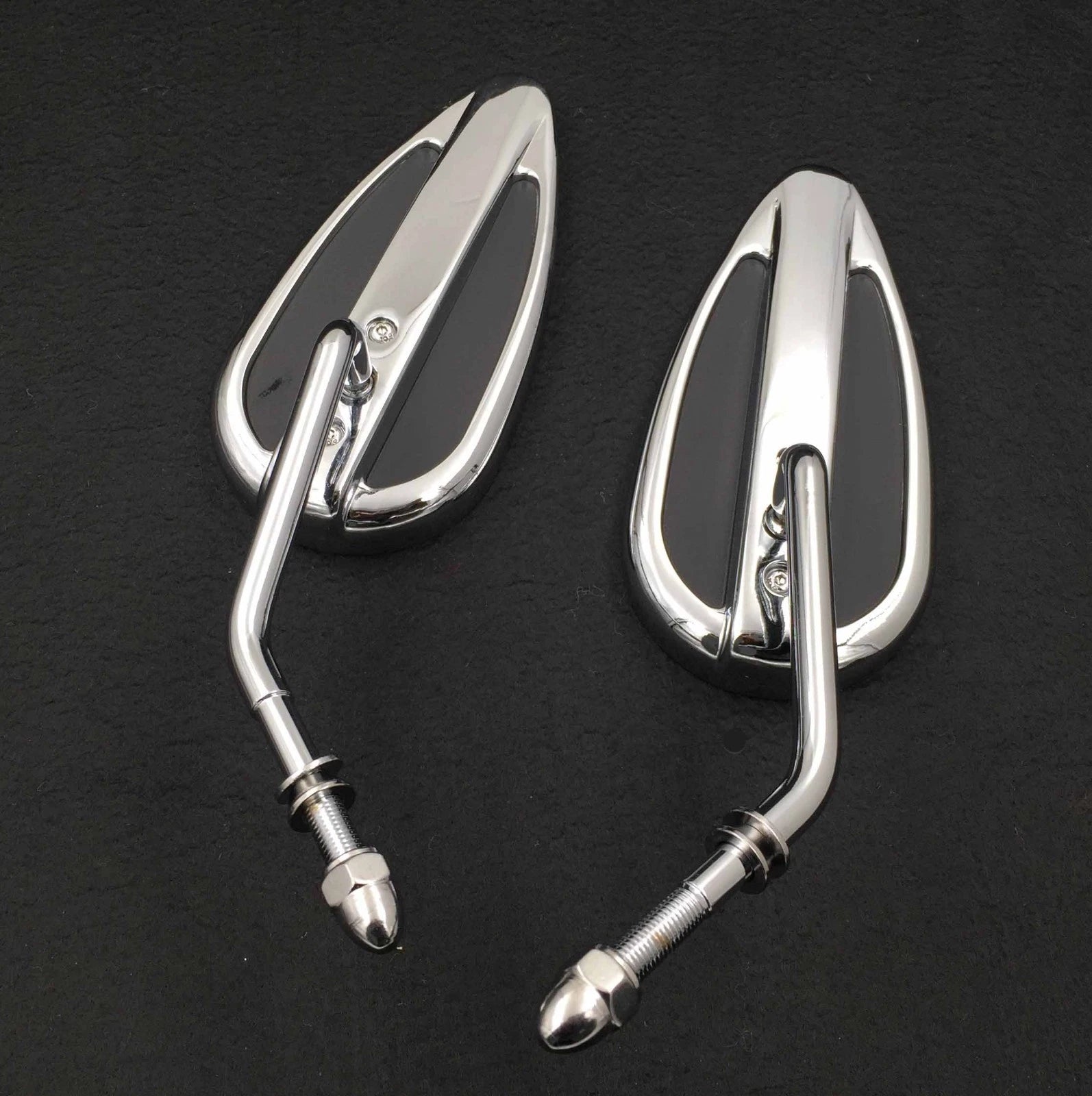 Chrome Groove Side Mirrors for Harley Softail Slim Fat Boy Heritage Breakout (2014–2023)