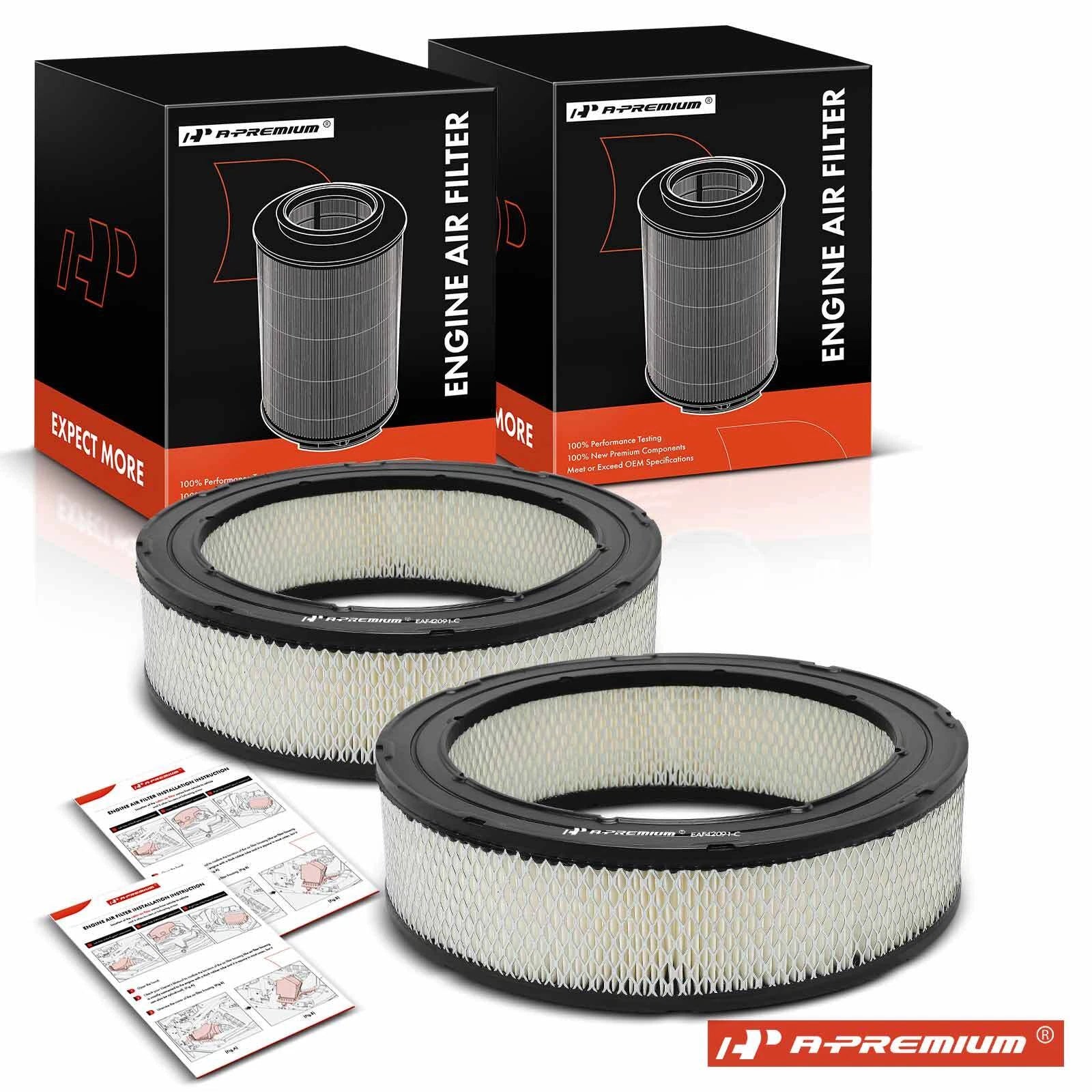 2X Engine Air Filter for Chevy Malibu (1967–1967) & Impala (1959–1966) C10 Suburban (1960–1966)