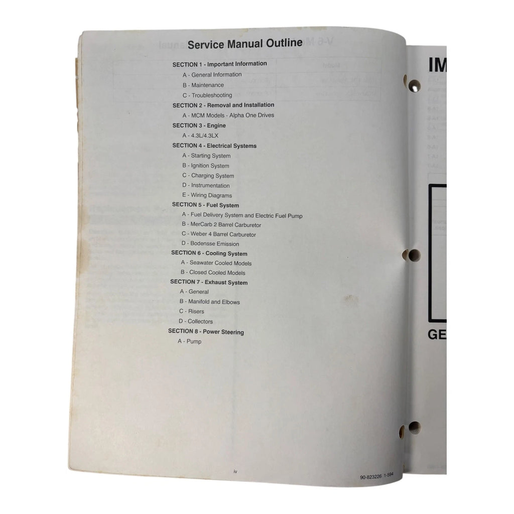 Service Manual #18 for MerCruiser GM V6 262 CID Gen 2 (1990–1996)